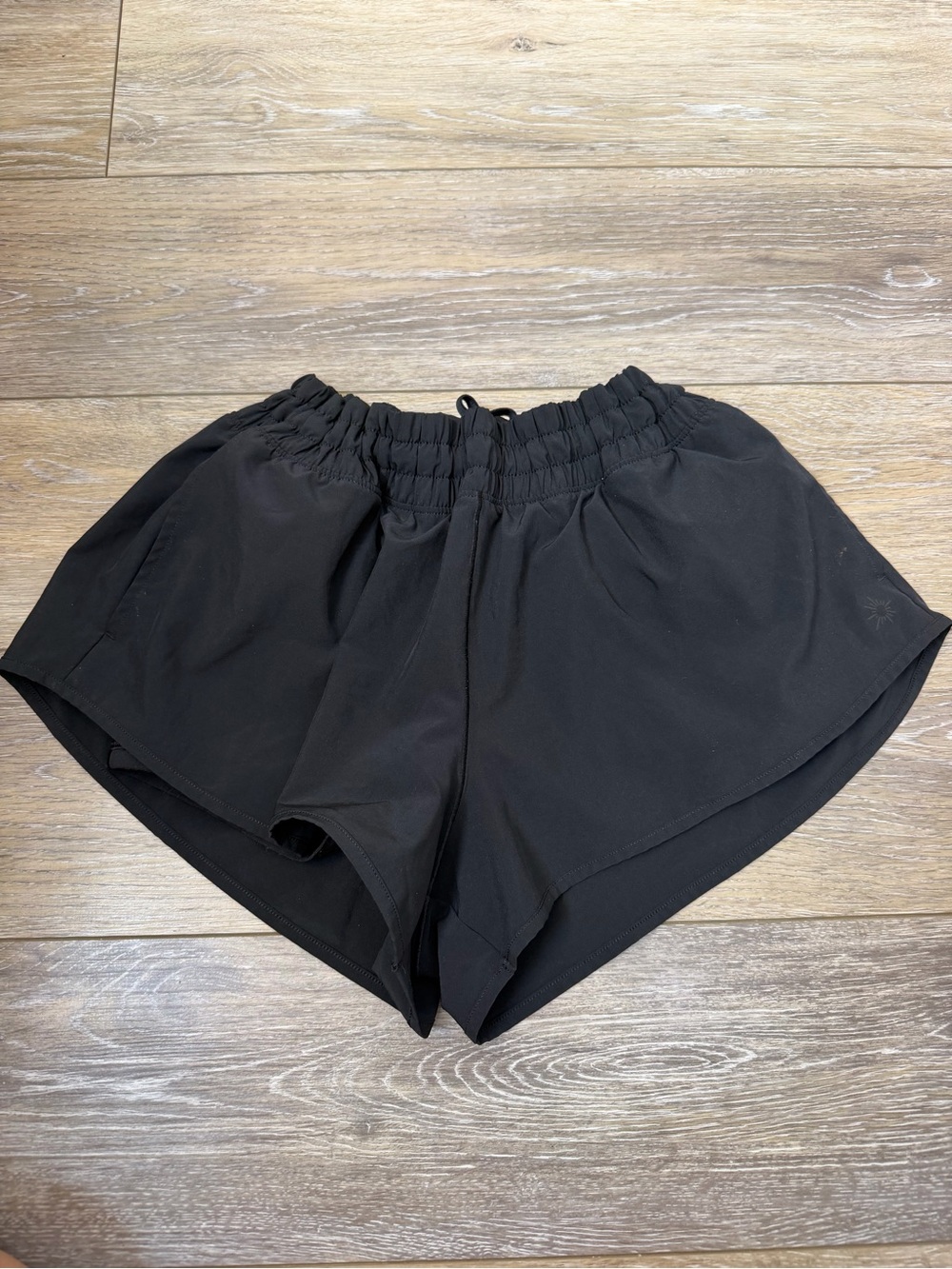 aerie Black Double-Layer Athletic Shorts with Elastic Waist